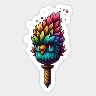 Rainbow feather pen Sticker